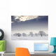 Snow Covered Trees And Field, Northumberland, England Wall Mural