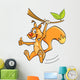 Cartoon squirrel on the branch Wall Decal