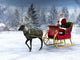 Reindeer pulling a sleigh with Santa Claus. Wall Mural
