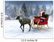 Reindeer pulling a sleigh with Santa Claus. Wall Mural