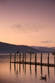 Sunset Over A Dock In The Lake, England Wall Mural