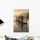 Wooden Dock In The Lake At Sunset, Cumbria, England Wall Mural