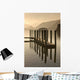 Wooden Dock In The Lake At Sunset, Cumbria, England Wall Mural