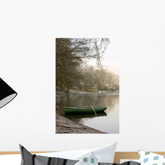 Rowboat Sitting At The Shore Of A Lake, Cumbria, England Wall Mural