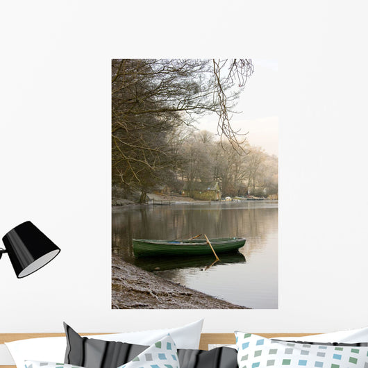 Rowboat Sitting At The Shore Of A Lake, Cumbria, England Wall Mural