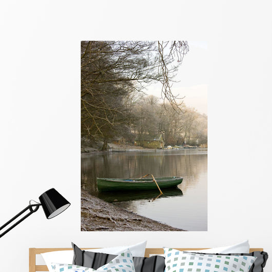 Rowboat Sitting At The Shore Of A Lake, Cumbria, England Wall Mural