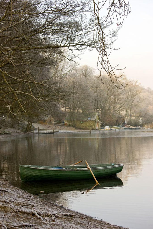 Rowboat Sitting At The Shore Of A Lake, Cumbria, England Wall Mural