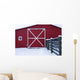 Red Barn With Snow Wall Mural