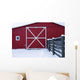 Red Barn With Snow Wall Mural