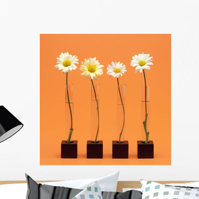 Four Flowers Wall Mural shown on a wall