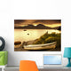 Boat On The Shore At Sunset, Island Of Islay, Scotland Wall Mural