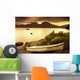 Boat On The Shore At Sunset, Island Of Islay, Scotland Wall Mural