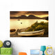 Boat On The Shore At Sunset, Island Of Islay, Scotland Wall Mural