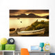 Boat On The Shore At Sunset, Island Of Islay, Scotland Wall Mural