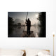 Man On Raft In Mountain Area Wall Mural
