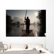 Man On Raft In Mountain Area Wall Mural