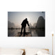 Man On Raft In Mountain Area Wall Mural