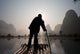 Man On Raft In Mountain Area Wall Mural