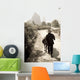 Man Walking Down Road With Water Buffalo Wall Mural