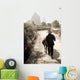 Man Walking Down Road With Water Buffalo Wall Mural