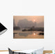 Sun In The Haze Above The Mountains, Yangshou, Guangxi, China Wall Mural