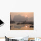 Sun In The Haze Above The Mountains, Yangshou, Guangxi, China Wall Mural