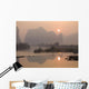Sun In The Haze Above The Mountains, Yangshou, Guangxi, China Wall Mural