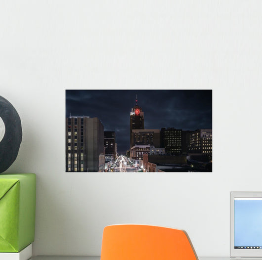 Lansing Michigan Cityscape Night Wall Decal