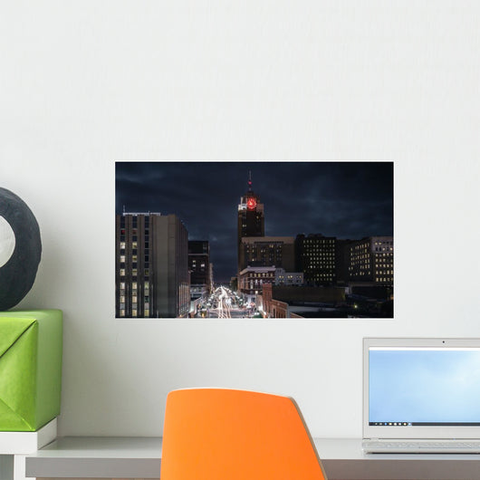 Lansing Michigan Cityscape Night Wall Decal