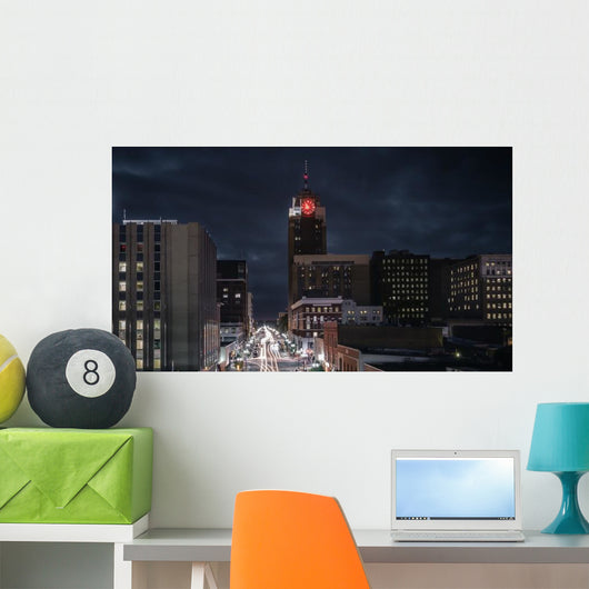 Lansing Michigan Cityscape Night Wall Decal