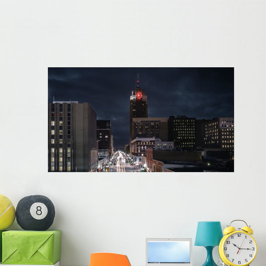 Lansing Michigan Cityscape Night Wall Decal