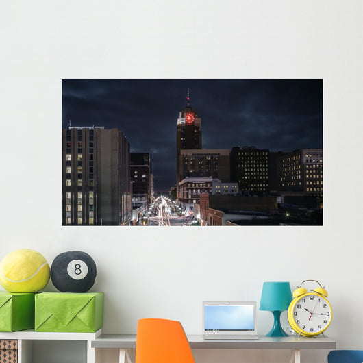Lansing Michigan Cityscape Night Wall Decal