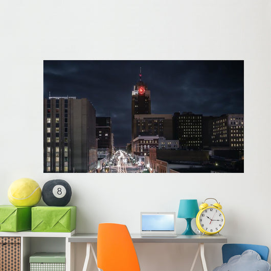 Lansing Michigan Cityscape Night Wall Decal
