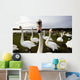 Large Flock Of Swan On Land Wall Mural
