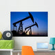 Silhouette of oil pump jacks Wall Mural