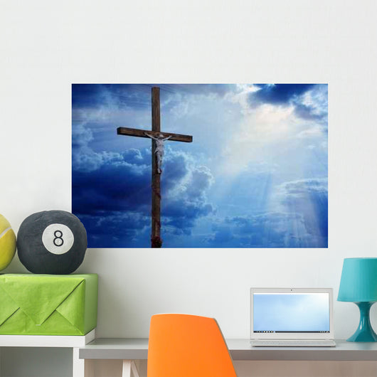 Wooden Cross Sky Wall Decal