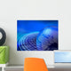 Digital blue data orbits Wall Mural