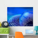 Digital blue data orbits Wall Mural