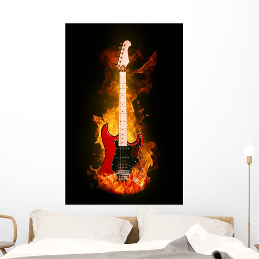 女性が喜ぶ♪ Fire Electric Guitar – Wallmonkeys 絵画