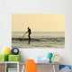 Surfer Steering Into Shore At Dusk Wall Mural