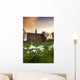 White Flowers With A Small Church In Background Wall Mural
