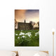White Flowers With A Small Church In Background Wall Mural