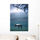 Snowy Dock Floating In Lake Wall Mural