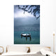 Snowy Dock Floating In Lake Wall Mural