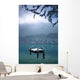 Snowy Dock Floating In Lake Wall Mural