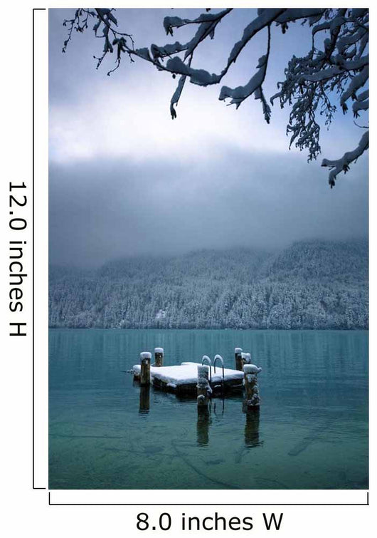 Snowy Dock Floating In Lake Wall Mural