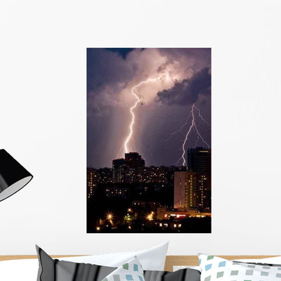 Night Lightning Wall Decal shown on a wall