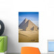 The Pyramids With Two Men On Camels Going By Wall Mural