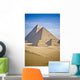 The Pyramids With Two Men On Camels Going By Wall Mural