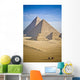 The Pyramids With Two Men On Camels Going By Wall Mural